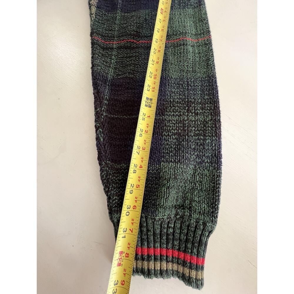 Vintage Plaid Chunky Sweater Men's Size XL 100% Cotton Green Blue Christmas - Picture 7 of 8